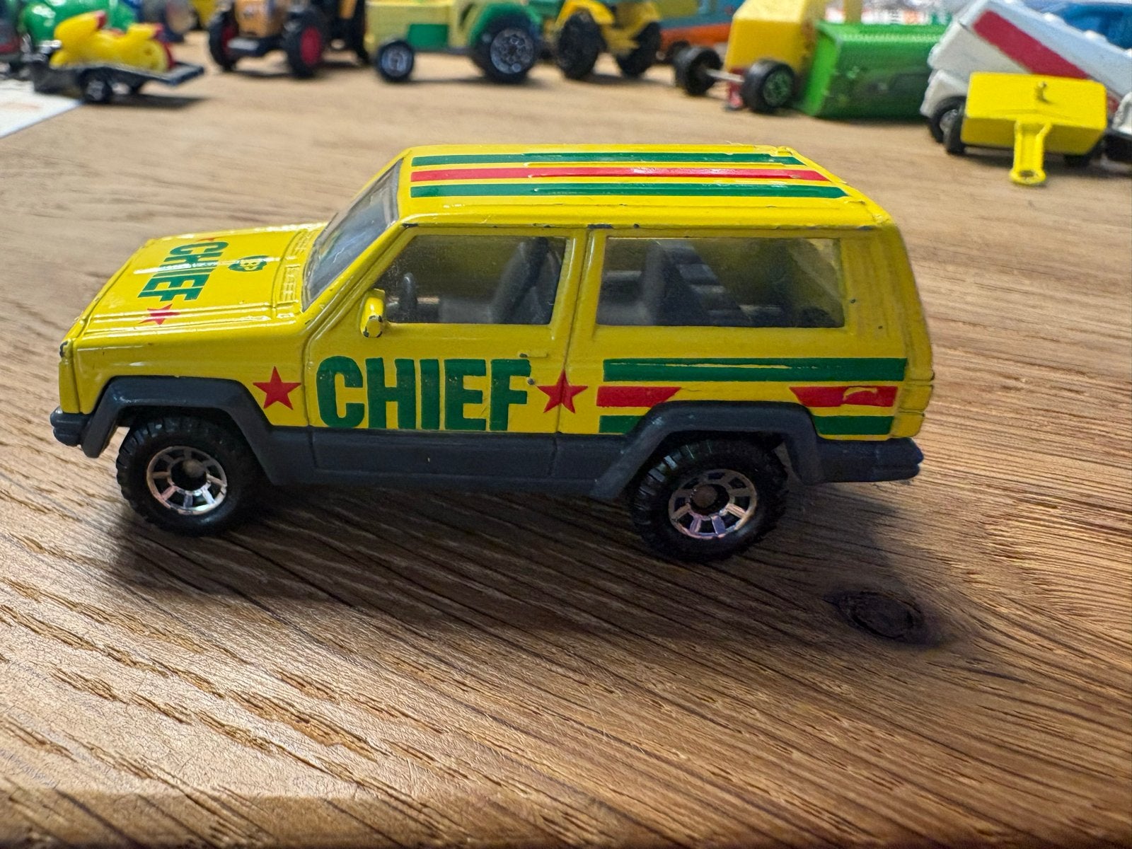 Matchbox Jeep Cherokee BP Chief (1988) - Geel, Ophalen of Verzenden, Gebruikt
