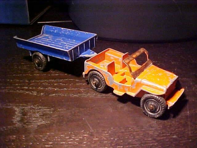 Lone Star - Willys Jeep met aanhanger [oranje]1/40, Ophalen of Verzenden, Gebruikt, Auto
