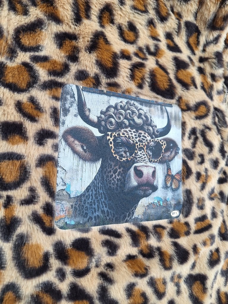Kunst, ossekop, dames bolero bodywarmer panterprint luipaard, Ophalen of Verzenden, Nieuw, Maat 42/44 (L), Bruin