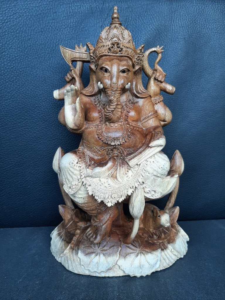Handgemaakt houten beeld van Ganesh/Ganapati/India/Azië, Antiek en Kunst, Houtsnijwerk, Ophalen of Verzenden, 20 - 50 cm, Hout