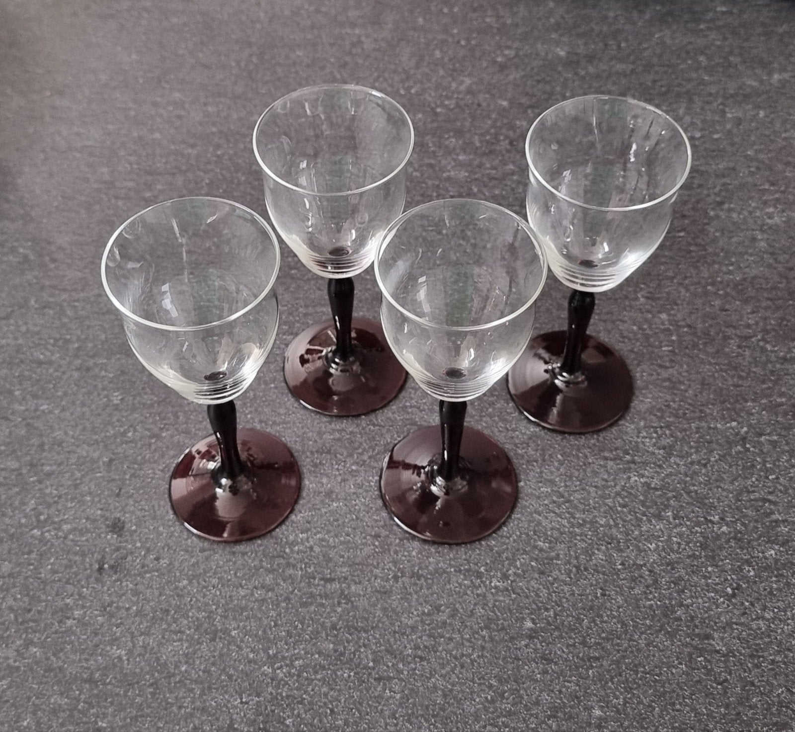 Set van 4 vintage Art Deco glazen 'Ajax' – W.J. Rozendaal, Ophalen of Verzenden