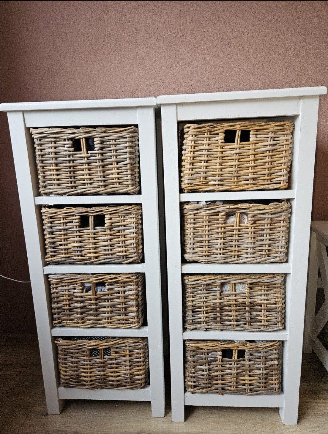 4 ladekasten - hout en rotan, Ophalen, Gebruikt, Minder dan 45 cm, 70 cm of meer