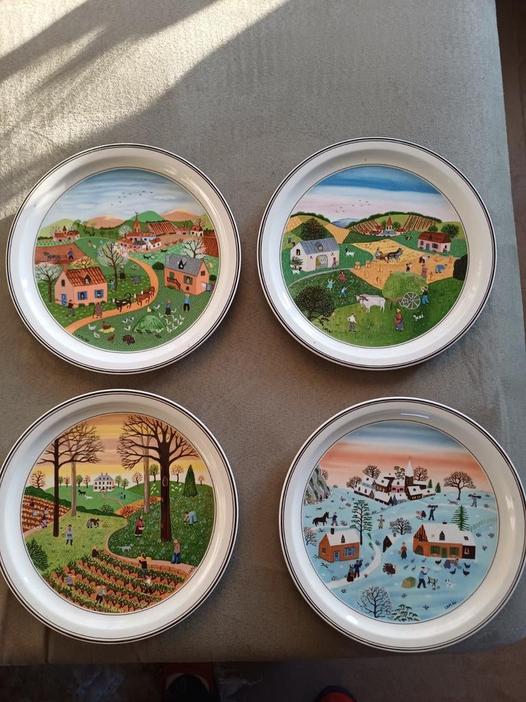 Set van 4 decoratieve wandborden met seizoensafbeeldingen, Antiek en Kunst, Ophalen of Verzenden