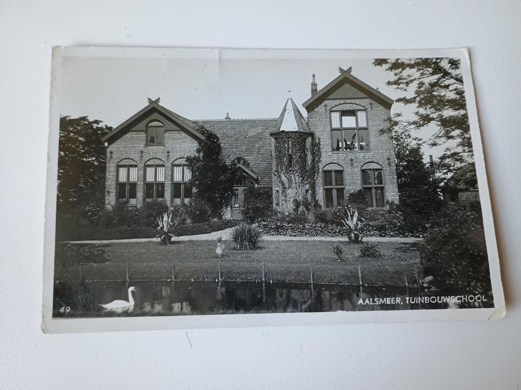 Oude ansichtkaart Aalsmeer - Tuinbouwschool, Ophalen of Verzenden