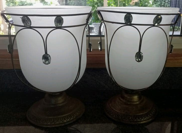 Set Bokalen met Melkglas & Kristallen op Brons Voet, Ophalen of Verzenden
