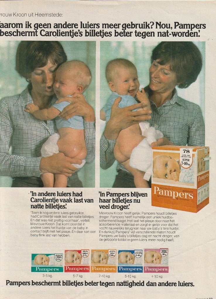 Retro reclame 1980 Pampers baby luiers voor Carolien, Verzamelen, Verzenden, Overige typen