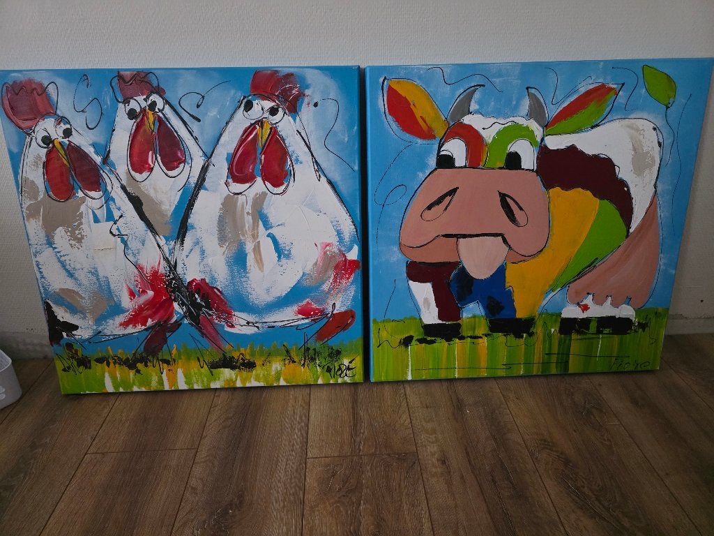 Leuke kleurrijke schilderijen, Ophalen, Dieren