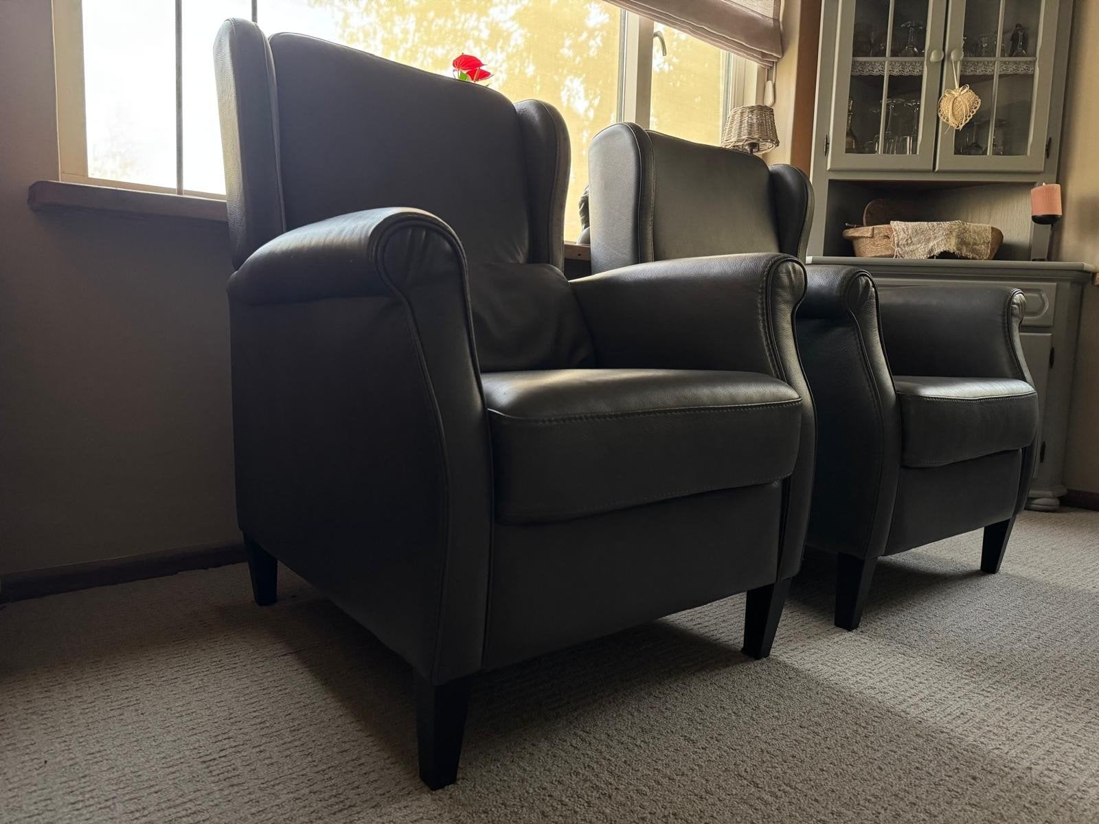 2 prachtige haveco kalfs lederen fauteuils zo goed als nieuw, Huis en Inrichting, Ophalen, Zo goed als nieuw, 50 tot 75 cm, Leer