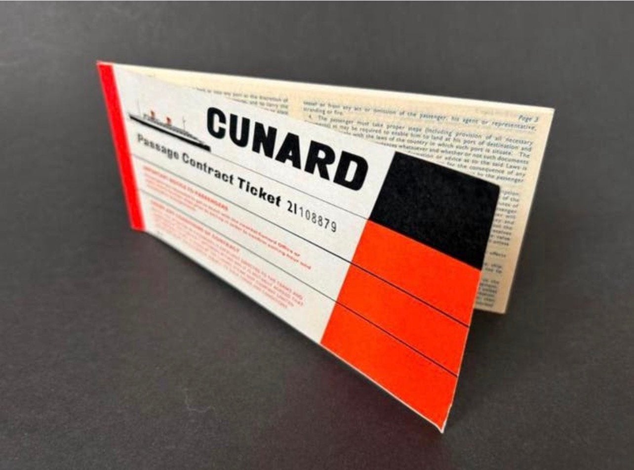 R.M.S. Queen Mary, Passenger Ticket, 1965, Ophalen of Verzenden, Zo goed als nieuw
