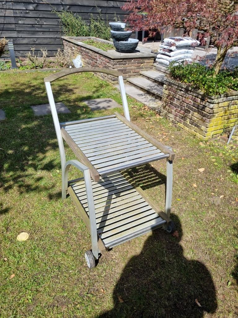 Trolley van hout en aluminium, Tuin en Terras, Ophalen of Verzenden