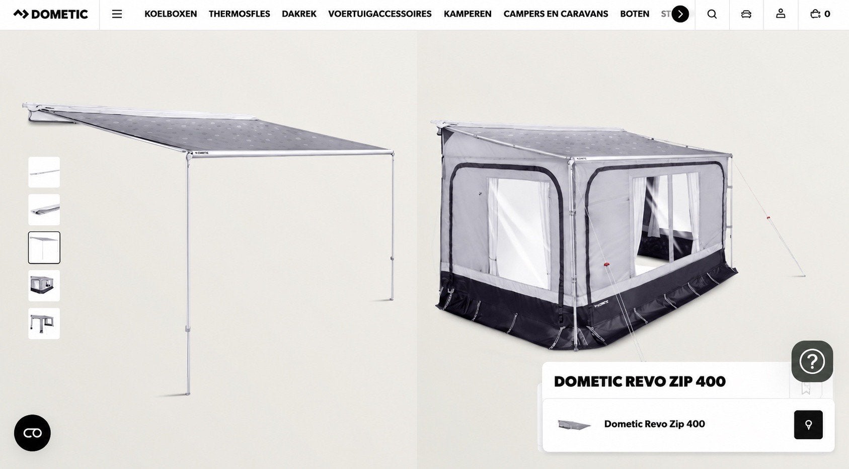 Luifel, Dometic Revo Zip 400 met privacy room (voortent), Ophalen, Zo goed als nieuw