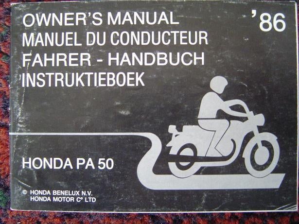 Honda PA50 Camino 1986 bromfiets instructie boekje manual, Fietsen en Brommers, Ophalen of Verzenden, Gebruikt