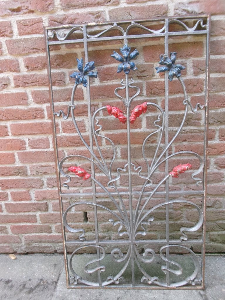 Schitterend groot zwaar antiek Frans gietijzer deurrooster, Ophalen of Verzenden
