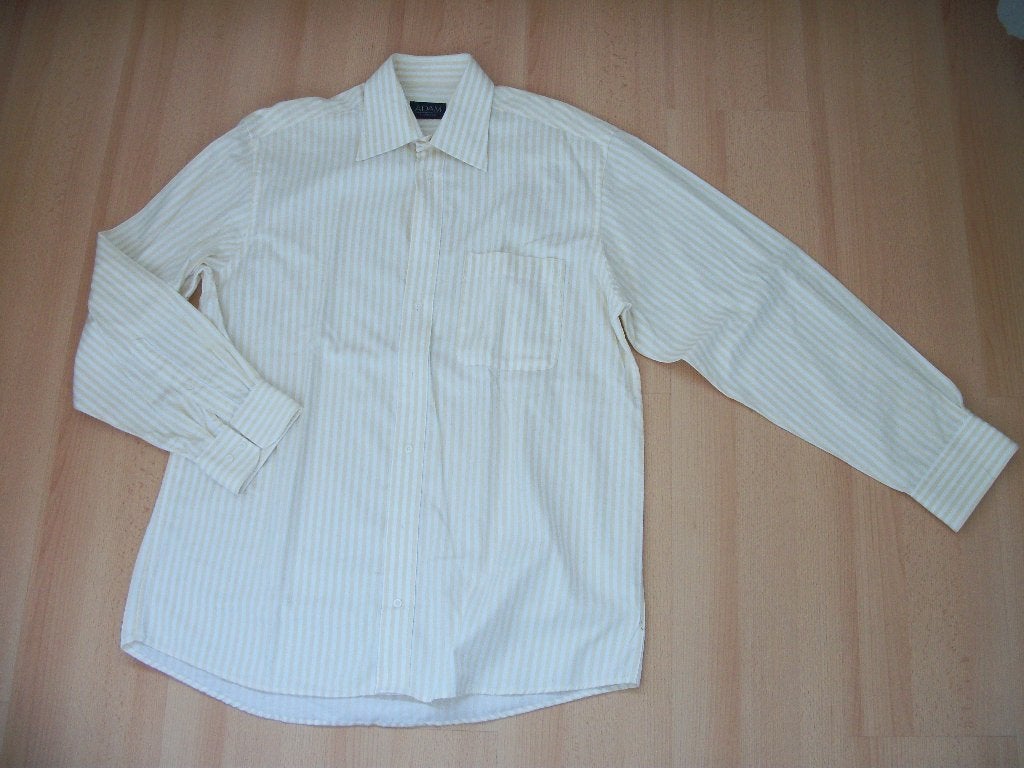 Overhemd Adam Business - 42 Wit Lichtgeel - Katoen - nieuw, Kleding | Heren, Overhemden, Nieuw, Ophalen of Verzenden, Halswijdte 41/42 (L)