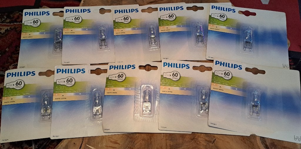 10x Philips Halogeen lamp 42W>60Watt, 00800-74454775, Dimbaar, Nieuw, Ophalen of Verzenden