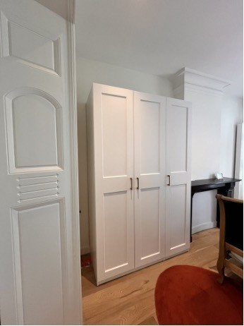 Ikea Pax kledingkast 150x236x60 wit / messing grepen, Kunststof, 100 tot 150 cm, 200 cm of meer, 50 tot 75 cm