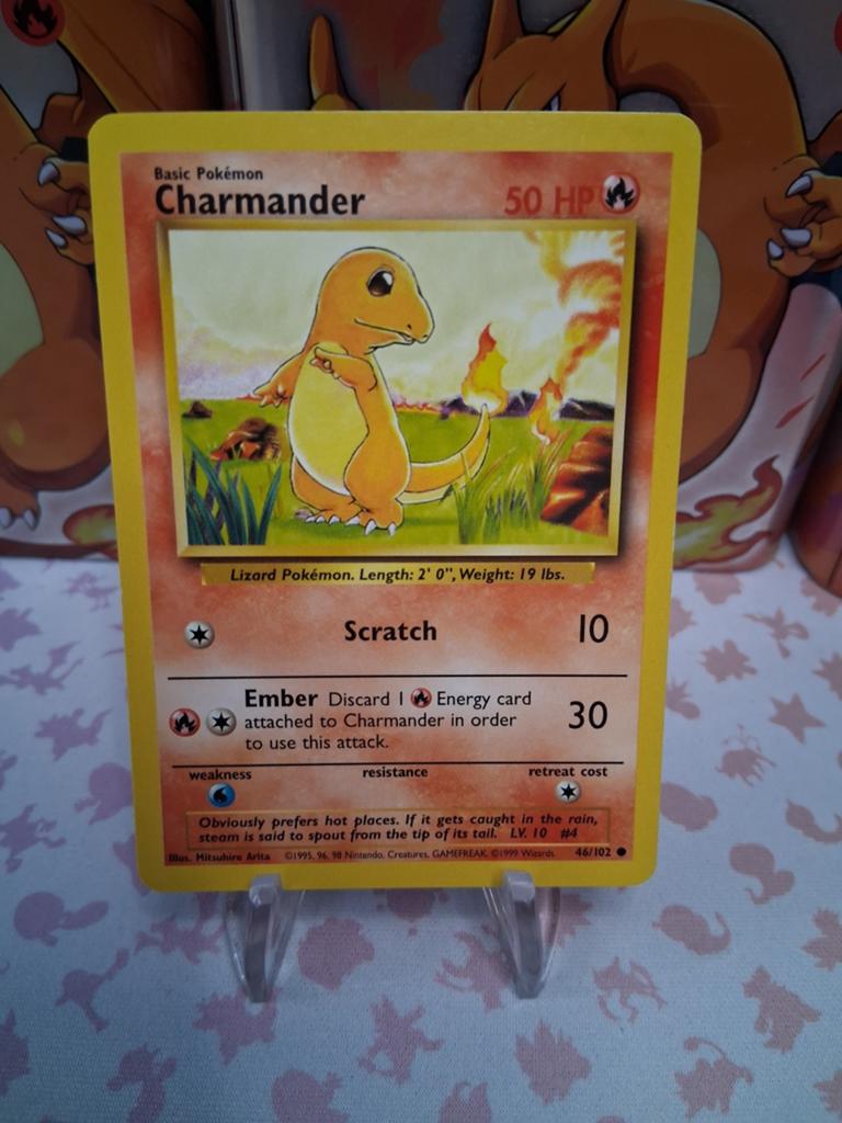 Pokémon Kaart Charmander 46/102 Base Set 1999, Hobby en Vrije tijd, Ophalen of Verzenden, Gebruikt, Losse kaart