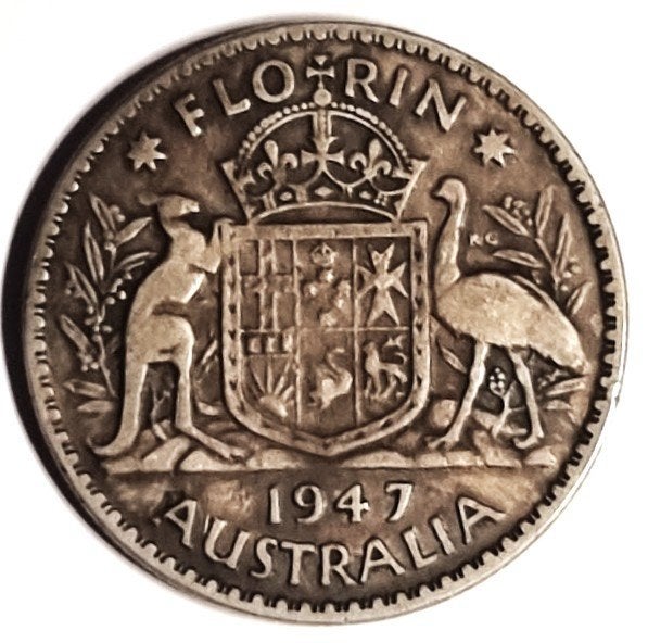 Australië: florin 1947, zilver, Ophalen of Verzenden, Losse munt, Zilver