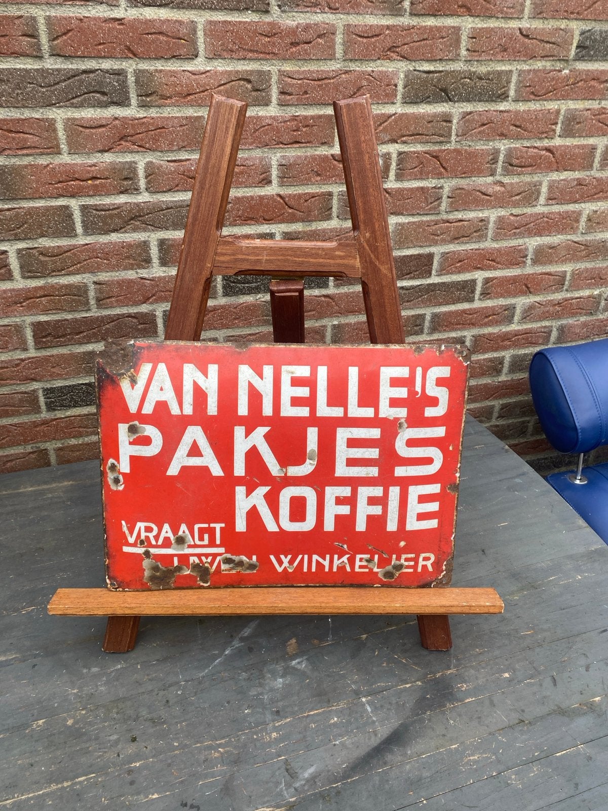 Vintage Van Nelle's Pakjes Koffie Emaille Reclamebord 43X31, Ophalen of Verzenden