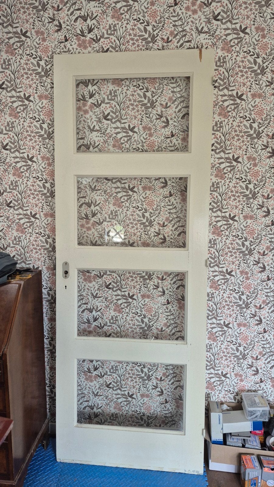 Binnendeur met glaspanelen - Klassiek en licht, Ophalen, Gebruikt, Minder dan 80 cm, Binnendeur