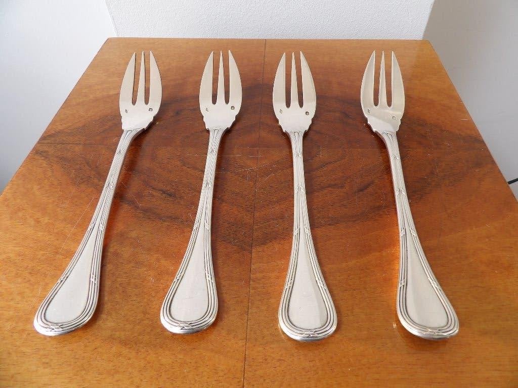 4 gave verzilverde Vleesvorken, 18cm, zware kwaliteit, Ophalen of Verzenden