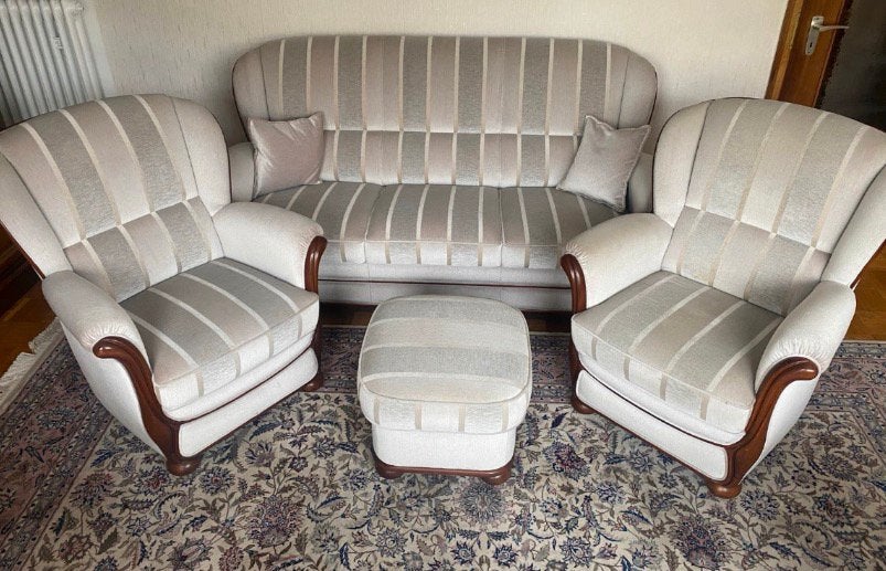 Senioren bankstel bank fauteuil mohair  in nieuw staat!, Ophalen, Zo goed als nieuw