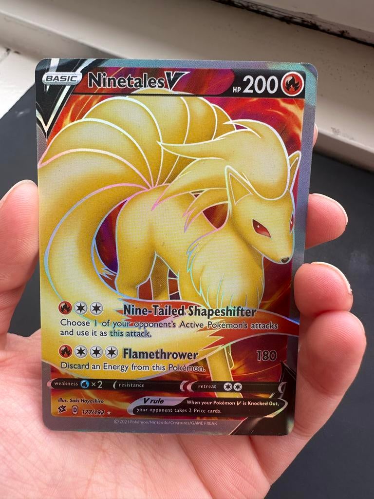 Ninetales V Full Art Pokémon Kaart (Foil), Ophalen of Verzenden, Zo goed als nieuw, Losse kaart, Foil