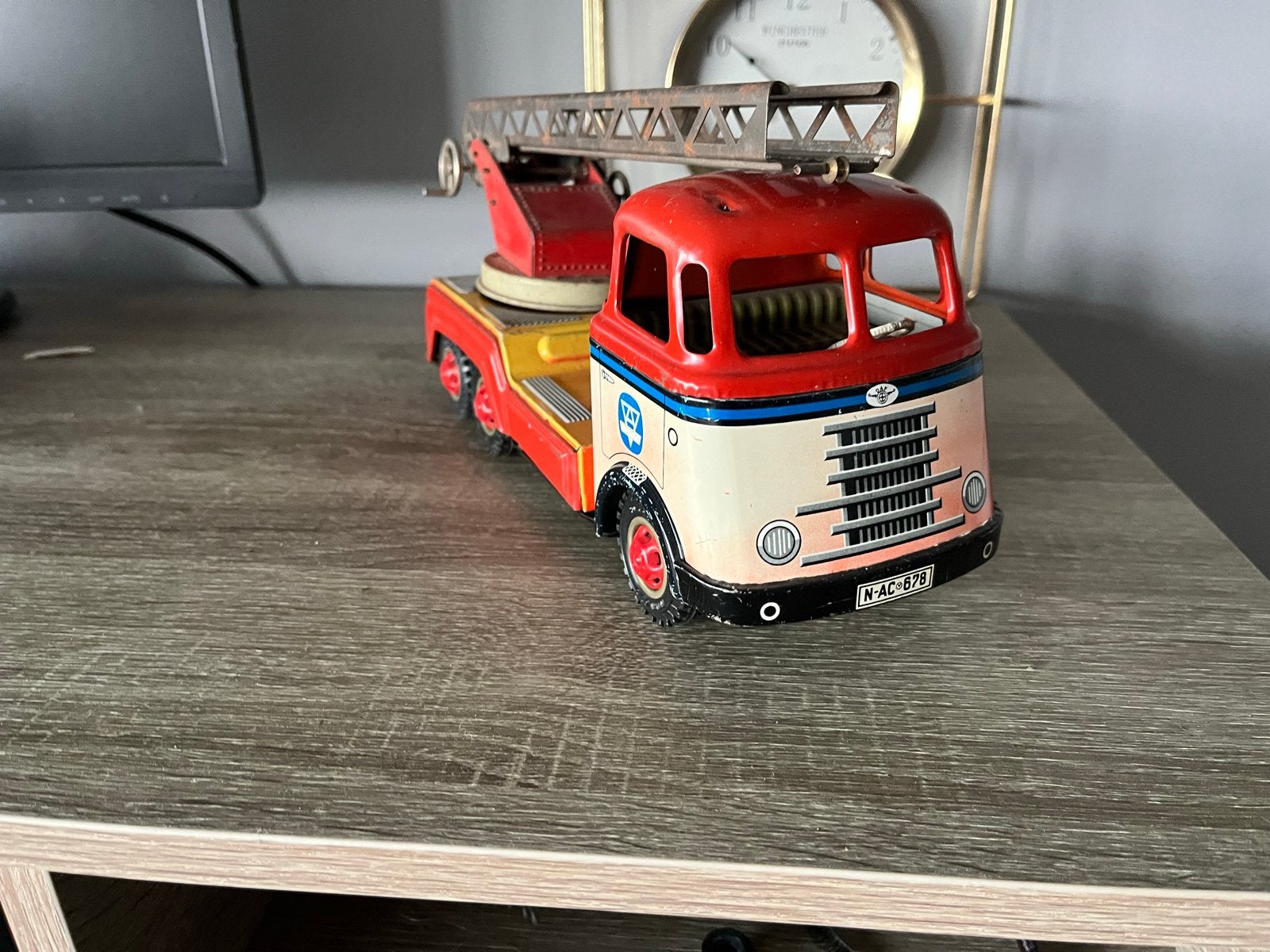 Vintage Arnold Daf brandweerwagen blikken speelgoed, Ophalen of Verzenden