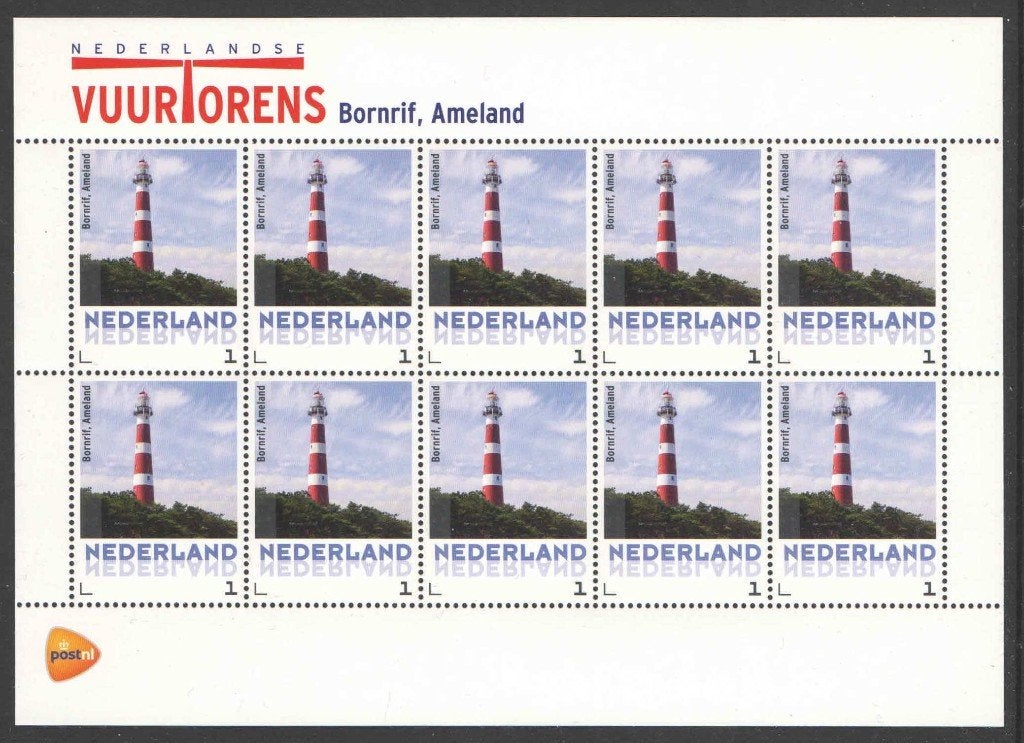 Postzegels Vuurtorens in Nederland: Bornrif Ameland, Ophalen of Verzenden, Na 1940, Postfris