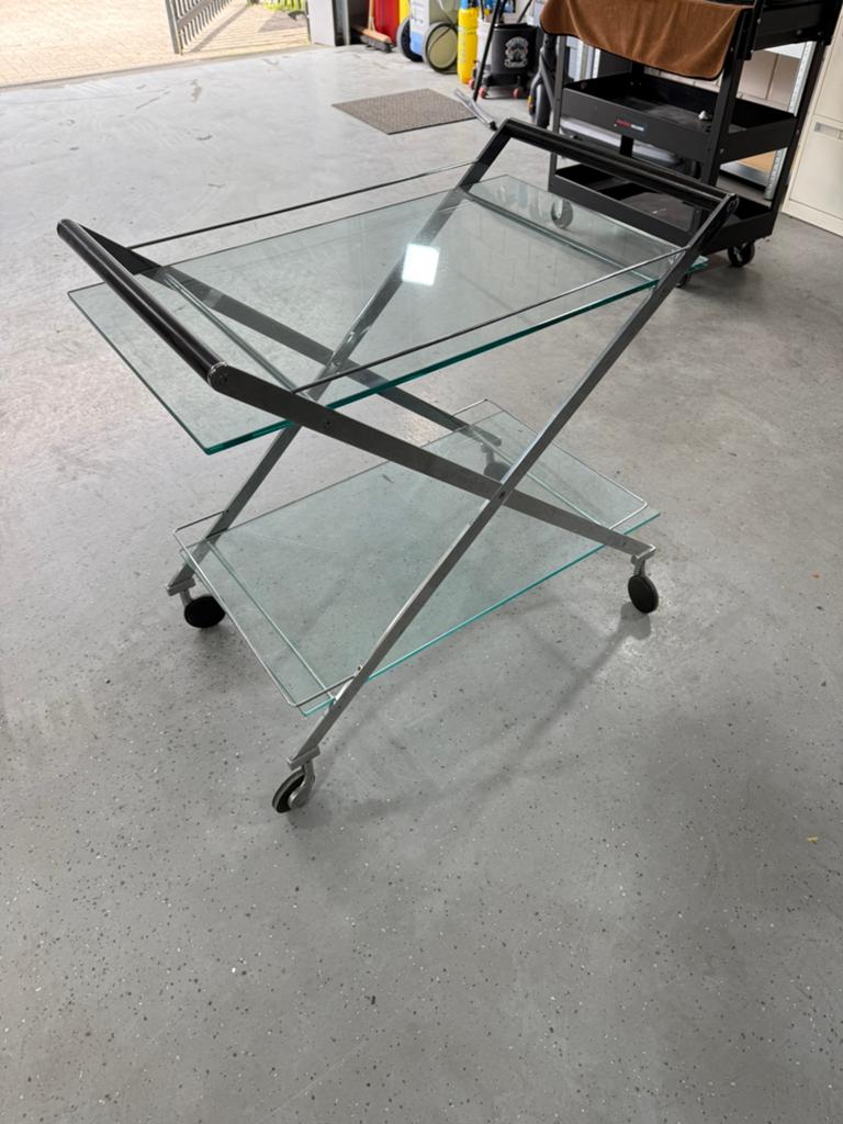 Glazen salon / drank tafel, Ophalen, 100 tot 150 cm, 50 tot 100 cm, Zo goed als nieuw