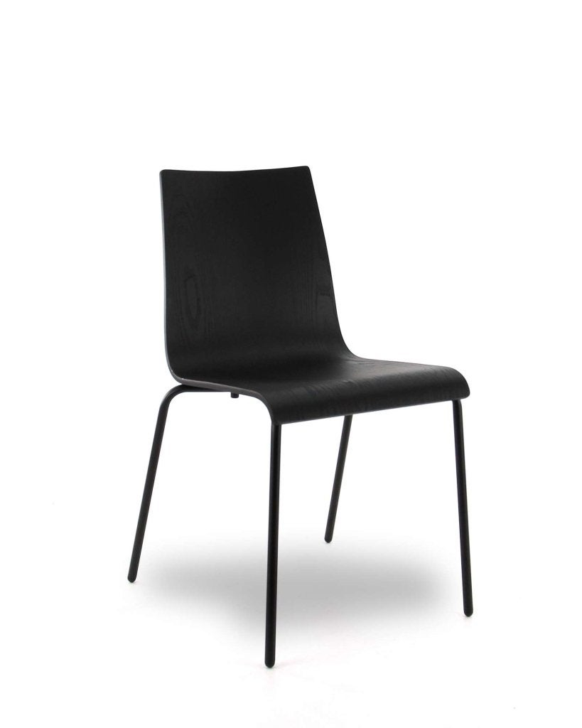 Plywood chair black / naturel oak (eetkamerstoel / kantine), VST, Zwart, Nieuw, Ophalen of Verzenden