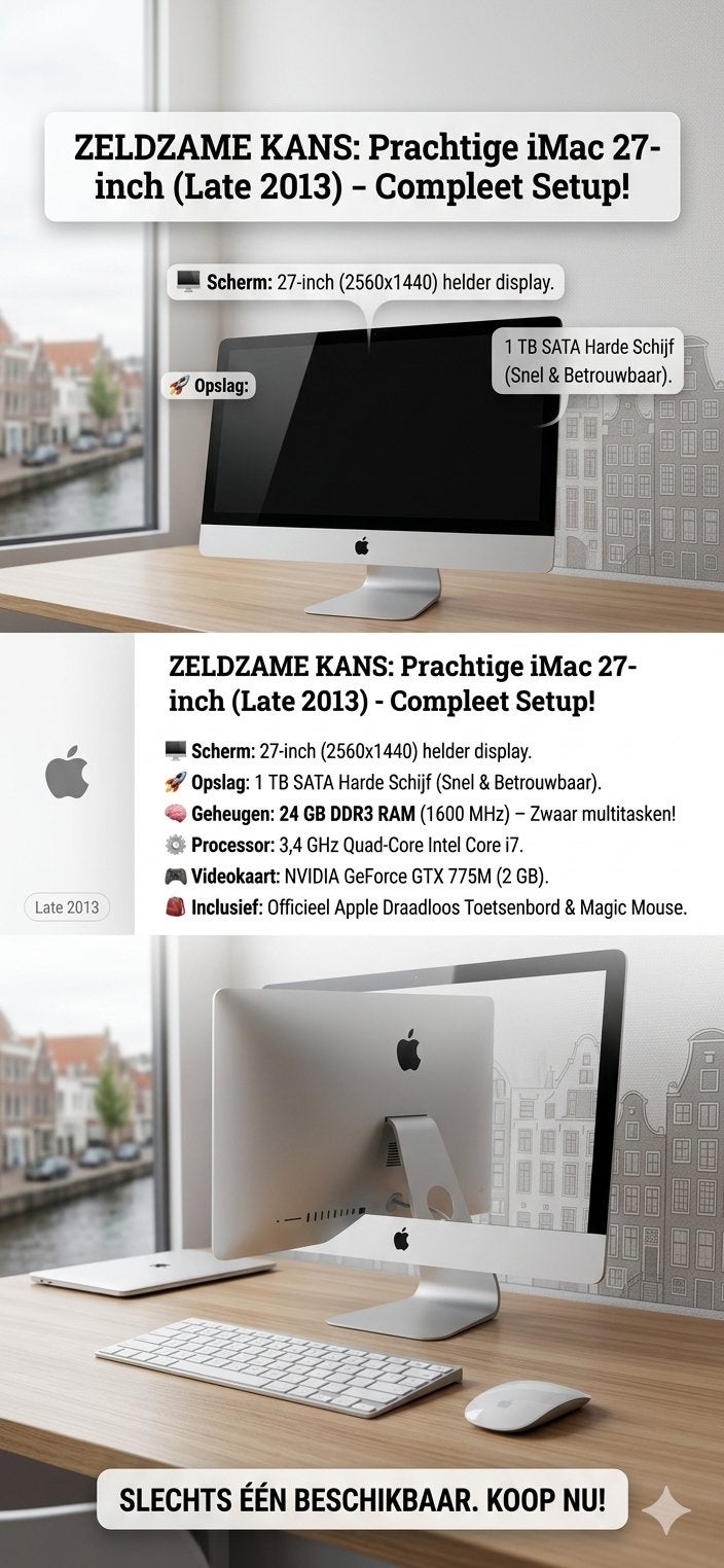 iMac 27-inch (Late 2013) - Schade niet zichtbaar aan, Ophalen, Gebruikt, HDD, IMac
