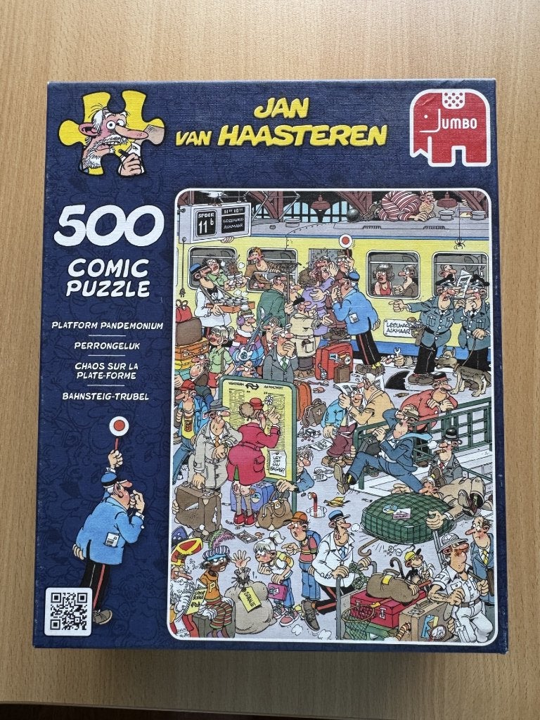 Jan van Haasteren "Perrongeluk" puzzel, Ophalen of Verzenden, 500 t/m 1500 stukjes, Zo goed als nieuw, Legpuzzel