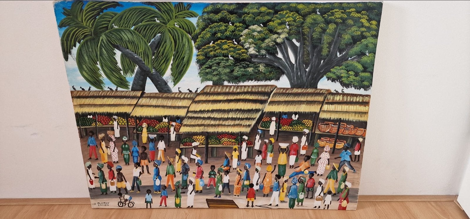 Levendig Afrikaans Marktgezicht Schilderij, Antiek en Kunst, Kunst | Schilderijen | Klassiek, Ophalen, Doek, Realistisch, Handgeschilderd