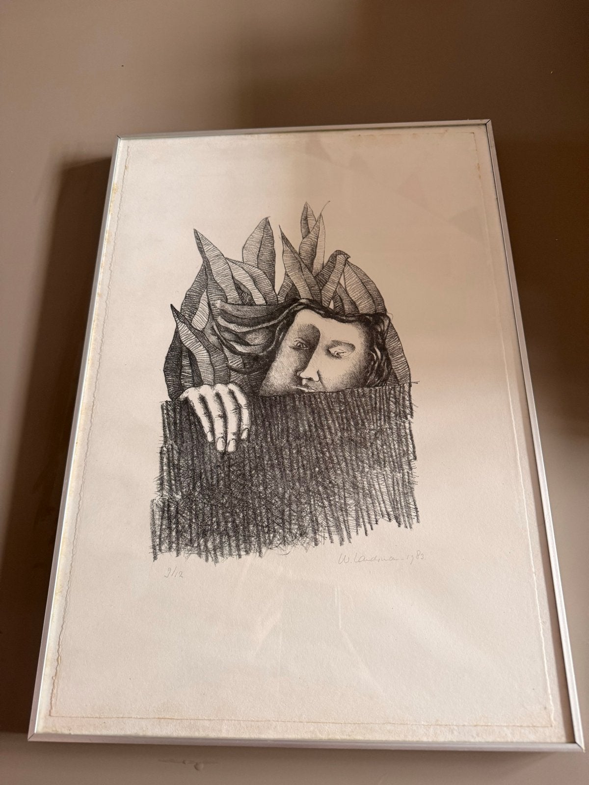 4 ingelijste tekeningen van Wim Landsman - incl. lijst, Ophalen, Tekening, Achter glas