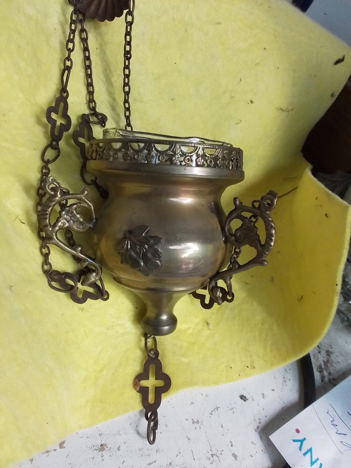 10185) mooie antieke Godslamp met hanger en binnenpot, Antiek en Kunst, Ophalen of Verzenden