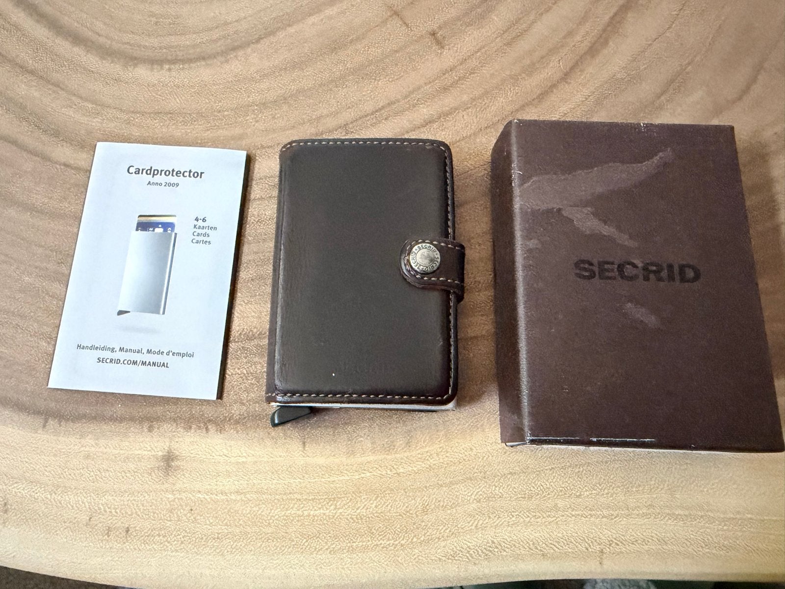 Secrid Miniwallet Bruin - Compacte Leren Portemonnee, Gebruikt, Bruin, Leer, Ophalen