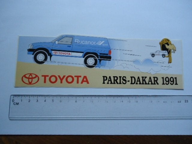 sticker oud TOYOTA 91 Paris dakar rally hilux Landcruiser, Verzenden, Zo goed als nieuw, Bedrijf of Vereniging
