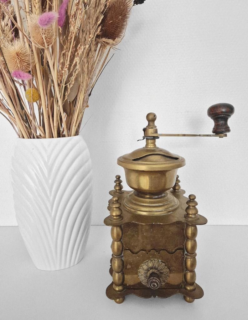 Vintage retro gouden messing koffiemolen, Ophalen of Verzenden