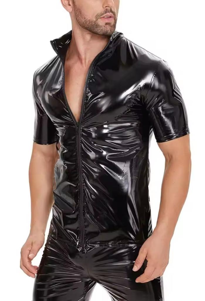 Mooie Lak Hemd met Rits, tm 7XL, Kleding | Heren, Verzenden, Nieuw
