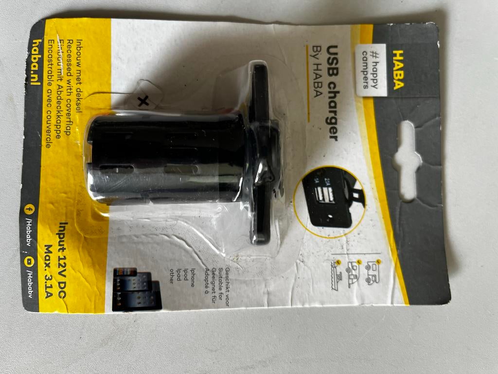 HABA USB Oplader 12V DC - Inbouw met Deksel, Ophalen, Nieuw