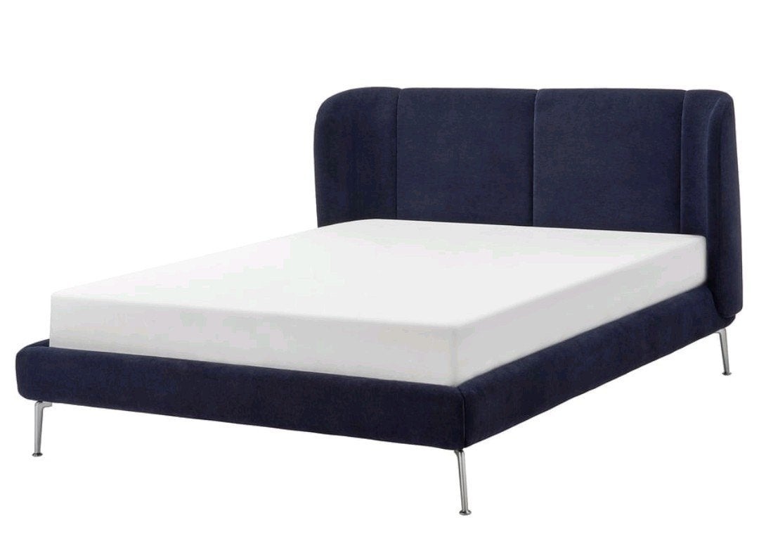 IKEA TUFJORD gestoffeerd bedframe, 180x200 cm, Blauw, Ophalen of Verzenden, 180 cm, 200 cm