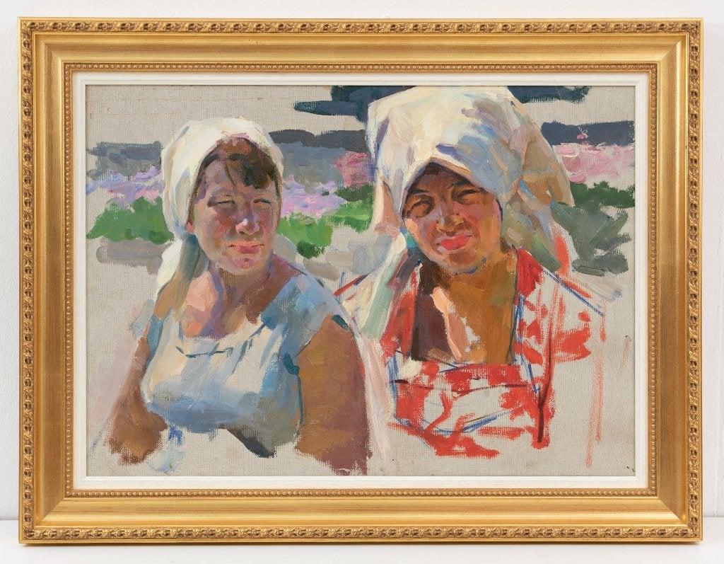 Viktor PIROGOV (1920-1993) Twee Oekraïense vrouwen, doek, Antiek en Kunst, Ophalen of Verzenden