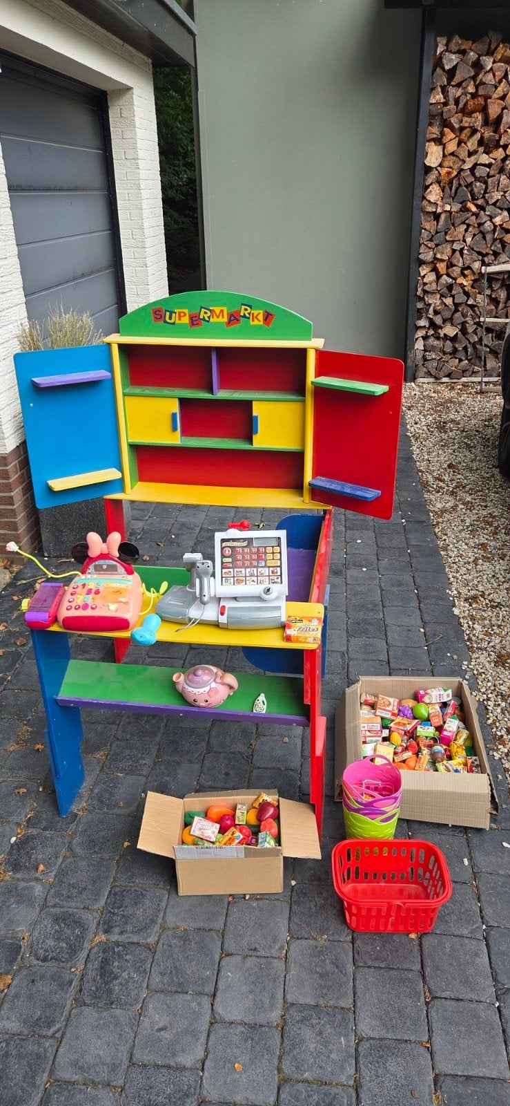 Supermarkt speelset met kassa en veel accessoires, Ophalen, Gebruikt, Jongen of Meisje
