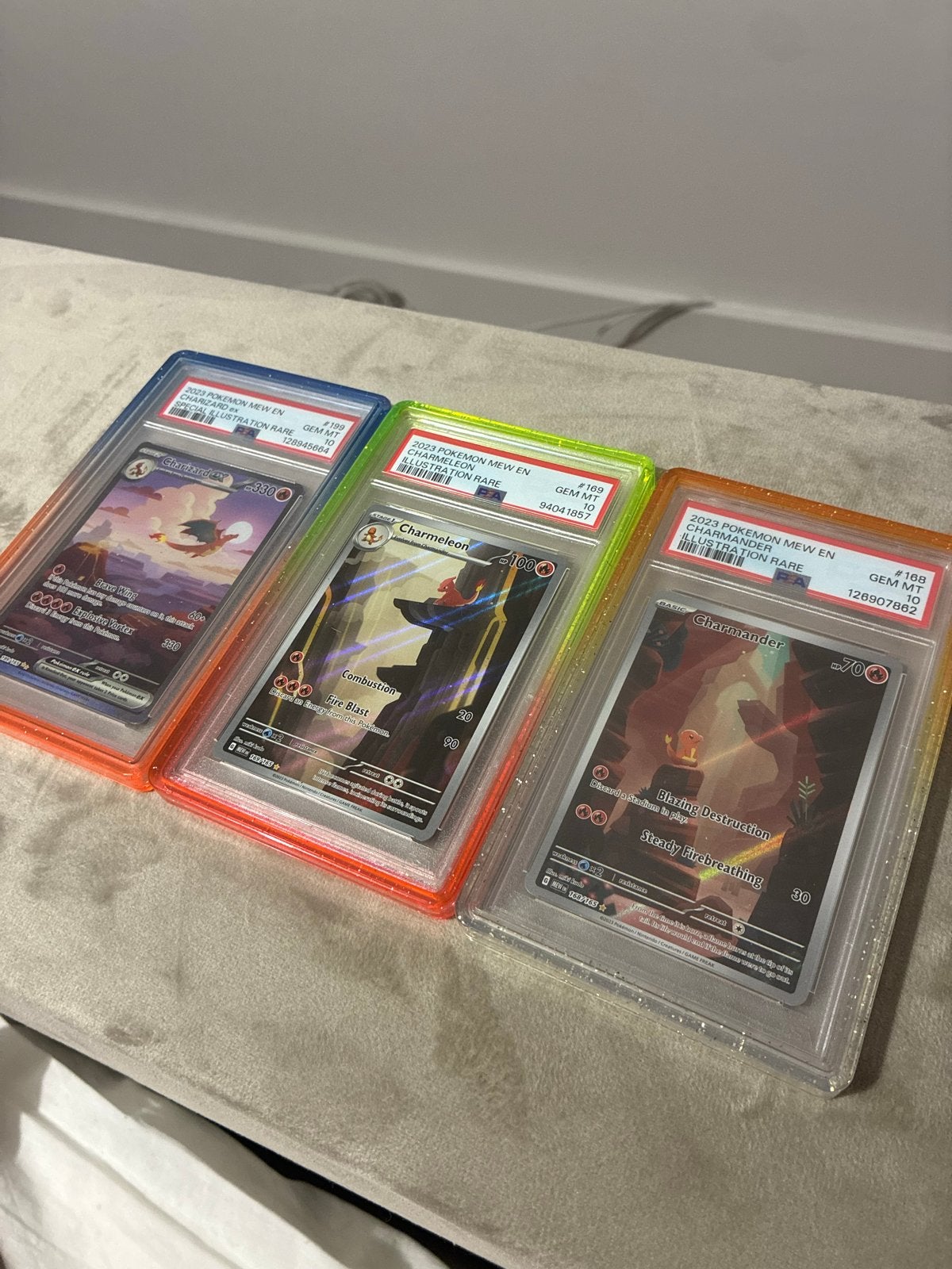 Pokemon 151 Slabs PSA 10 - Charizard, Charmeleon, Charmander, Ophalen of Verzenden, Zo goed als nieuw, Meerdere kaarten