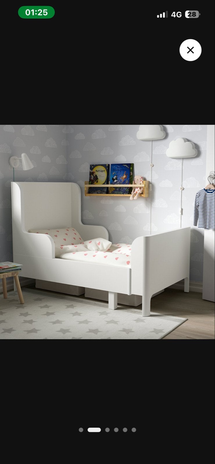 IKEA BUSUNGE uitschuifbaar bed (gratis af te halen), Kinderen en Baby's, Kinderkamer | Bedden, Gebruikt, Minder dan 140 cm, Minder dan 70 cm