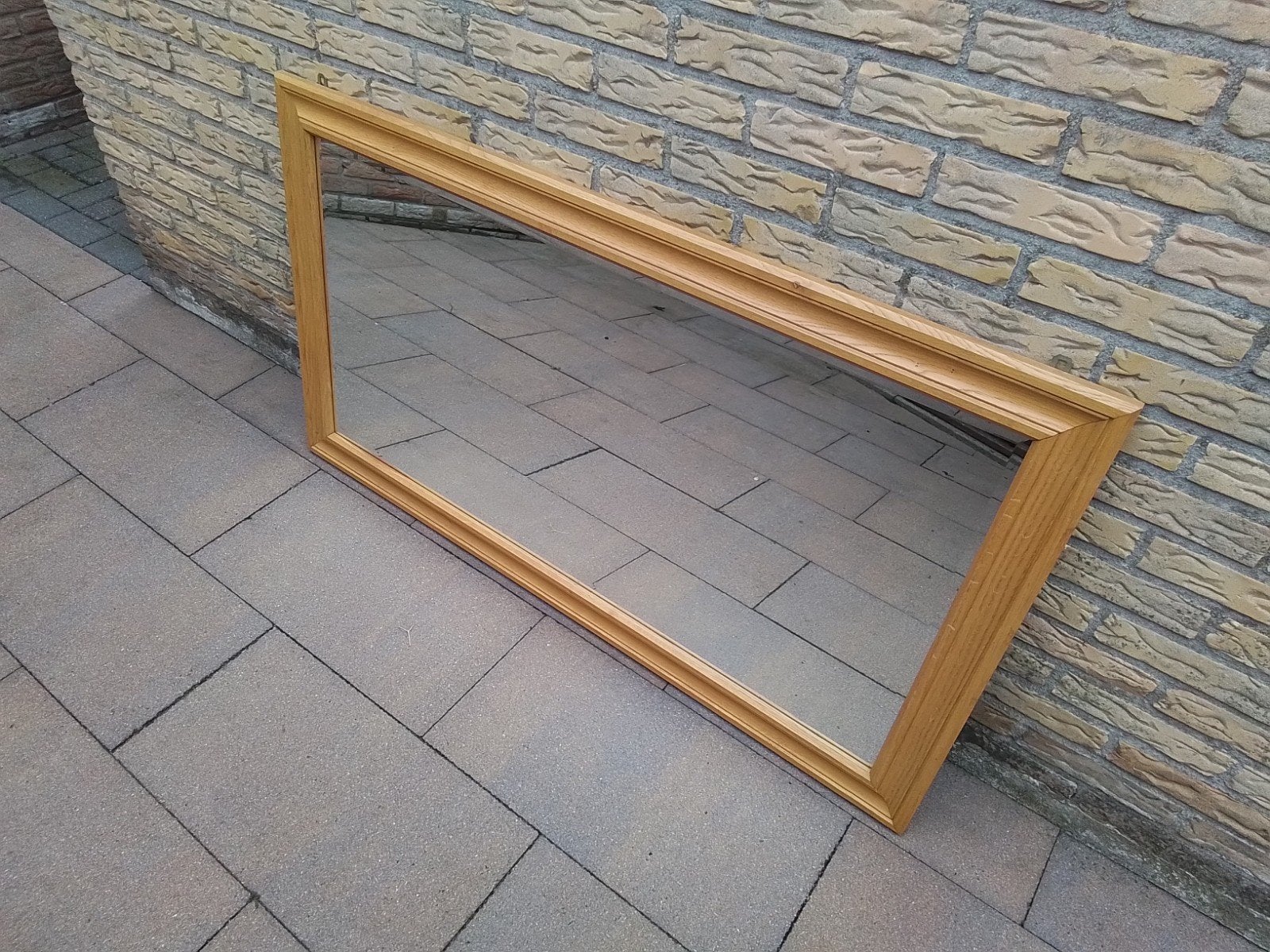 Blank eiken spiegel, Huis en Inrichting, Woonaccessoires | Spiegels, Ophalen, Gebruikt, 125 cm of meer, Minder dan 100 cm