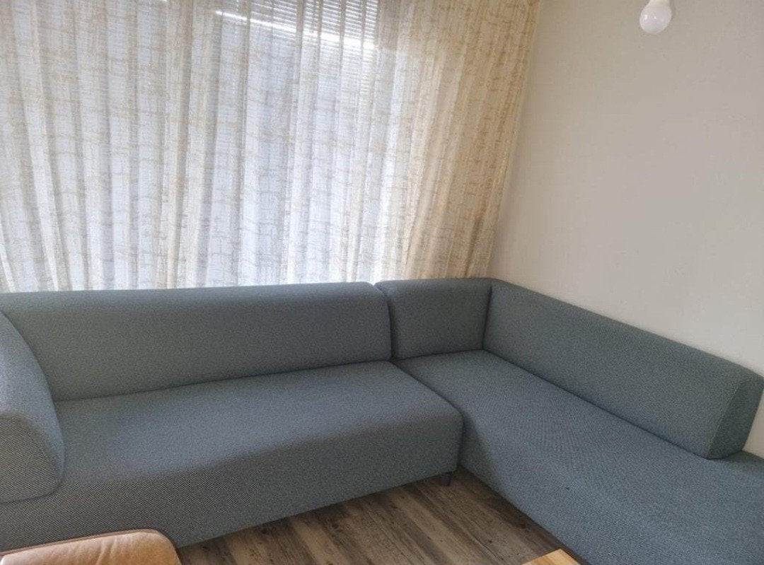 Leolux faya lobi hoekbank licht blauw, Ophalen, 250 tot 300 cm, 100 tot 125 cm, Hoekbank