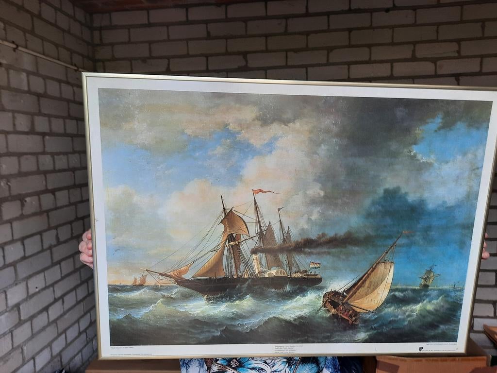 Maritiem schilderij Willem Gruyter Jr. - Stoomzeilschip, Antiek en Kunst, Ophalen