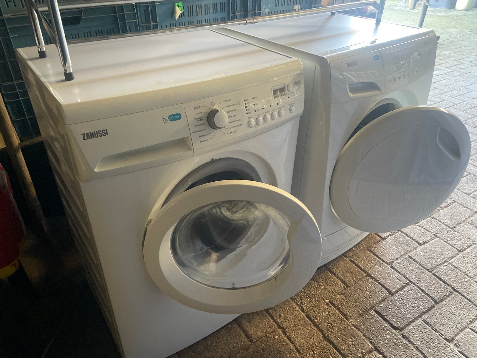Zanussi Lindo 100 Wasmachine en Droger Set, Gebruikt, Ophalen of Verzenden, Voorlader, 85 tot 90 cm